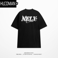 HLCOMANNELY美式hiphop情侣短袖t恤男女百搭小众设计感字母半袖潮