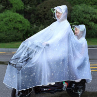 电动摩托车加大加厚雨衣双人女电瓶自行车母子骑车儿童透明雨披