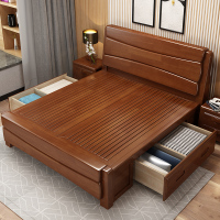 床1.8米主卧双人床现代简约中式1.5m高箱床储物床经济型大床