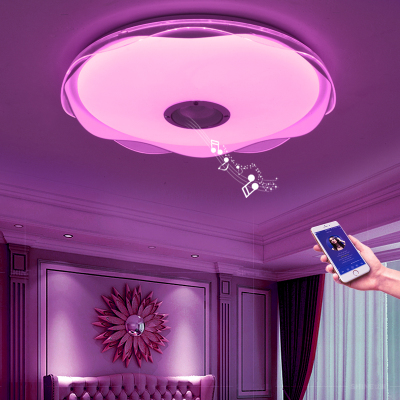 智能无线蓝牙音乐灯闪电客LED客厅吸顶灯温馨卧室灯遥控七彩变光餐厅灯