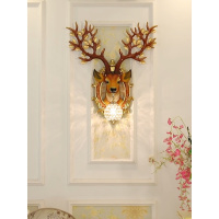 欧式鹿头壁灯创意客厅卧室过道走廊闪电客北欧复古背景墙壁挂装饰品灯具