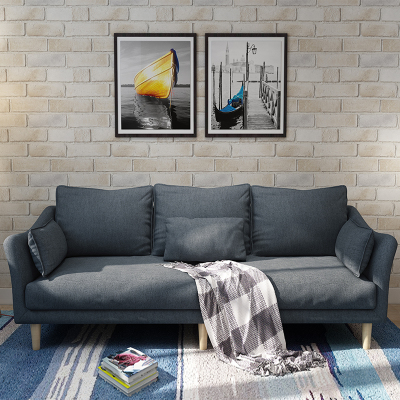 北欧风格布艺沙发小户型客厅整装闪电客沙发三人位现代简约乳胶羽绒沙发