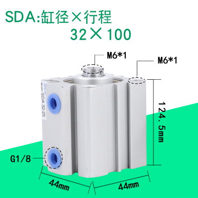 气缸闪电客小型气动SDA32X10薄型汽缸20可调行程60薄壁方形微型配件 精品SDA32X100行程32缸径100