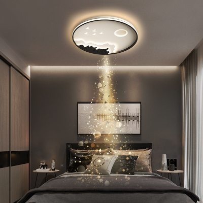 卧室灯简约现代吸顶灯温馨浪漫房间客厅灯饰创意个性圆形北欧灯具闪电客灯