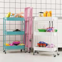 工匠时光折叠小推车婴儿用品置物架厨房落地多层可移动储物卧室浴室收纳架