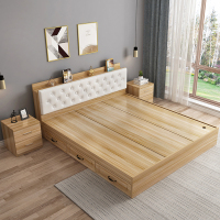 现代简约板式床1米2榻榻米床闪电客1.8米床双人床1.5米高箱储物床收纳床