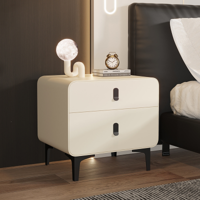 闪电客奶油风床头柜简约现代小型卧室家用床边简易收纳小柜子床头置物架