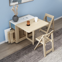 折叠餐桌家用小户型4/6人饭桌 椅折叠桌多功能简易餐桌椅组合