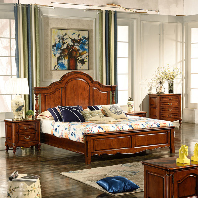 美式床藤印象1.8米全双人床1.5米高箱红橡木简约现代卧室家具