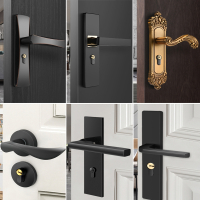 藤印象卧室门锁室内房门分体锁黑色卫生间门把手家用通用型锁具