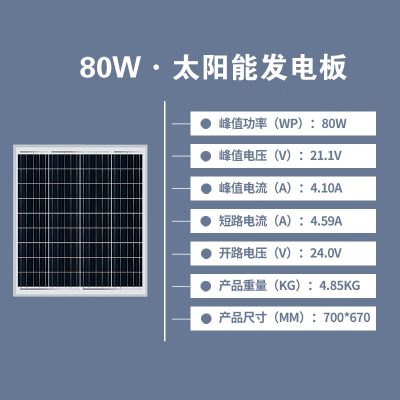 藤印象太阳能发电板单晶光伏充电板离网220V供电12V36V家用电器供电系统_80W单晶18V