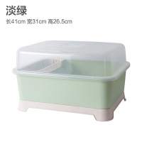 带盖沥水碗架装碗筷收纳盒餐具碗碟架放碗架厨房碗柜置物架 升级款淡绿