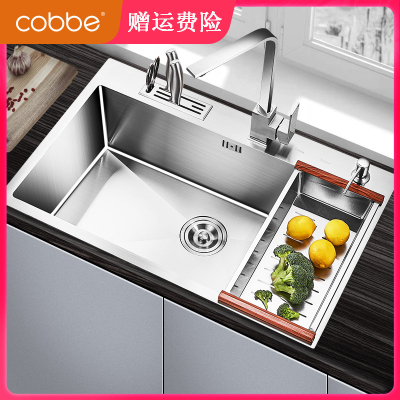 卡贝(cobbe)手工水单不锈钢水盆加厚洗碗家用厨房洗菜盆水