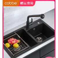 卡贝(cobbe)厨房水双石英石水套餐洗碗池洗菜盆加厚水盆台上台下盆