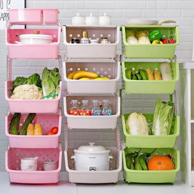 厨房置物架家用收纳架水果蔬菜筐多层菜篮子落地放菜架玩具-1 505-1绿色1层+菜盒+4长支架
