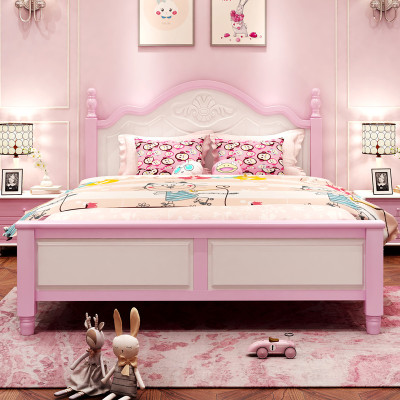 儿童床女孩单人床白粉色公主床1.5米1.8m简约现代卧室家具