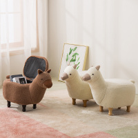 儿童凳子闪电客可爱动物凳羊驼矮凳创意设计师家具卡通小羊脚凳