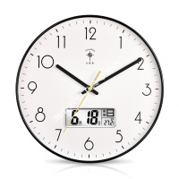 挂钟客厅北欧钟表家用创意时钟现代简约大气挂表时尚石英钟 轻奢黑[日历款] 14英寸(直径35.5厘米)