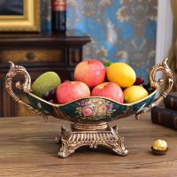 欧式创意客厅三件套美式干果盘古典家用复古水果盘套装摆件 繁花似锦果盘