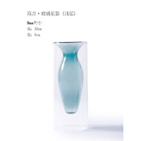 北欧创意彩色水培透明玻璃花瓶客厅桌面艺术小花器家居装饰品摆件 玻璃花器(浅蓝色)