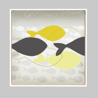北欧鱼群装饰画现代简约卧室床头挂画走廊组合壁画 BU-0128D 60*60单幅价格,多幅加购物车拍下黑色框(4cm厚)