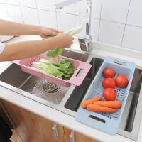 可伸缩水沥水架洗水果塑料放碗筷架子家用厨房碗碟架蔬菜收纳架 浅绿色可伸缩沥水架