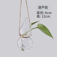 水培玻璃花瓶透明植物花盆壁挂创意diy墙上装饰悬挂小吊瓶小清新 悬挂葫芦送麻绳1米
