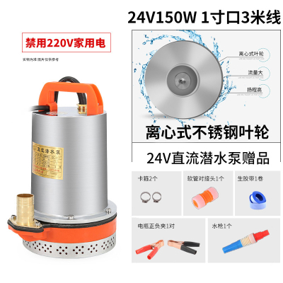 闪电客直流潜水泵12V 48V 60伏家用高扬程抽水泵农用农业灌溉电瓶车水泵 ZQB-24(150W3米电线)