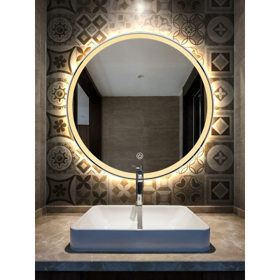 圆形浴室镜卫生间镜子LED闪电客卫浴带灯智能厕所防雾防爆镜高清