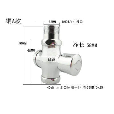 手按式冲水阀大便蹲便器蹲坑厕所阀按压式冲洗阀按钮延时阀 A款1寸进水