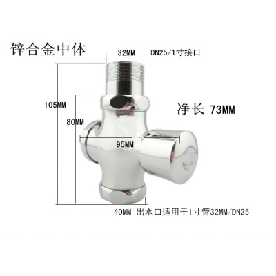 手按式冲水阀大便蹲便器蹲坑厕所阀按压式冲洗阀按钮延时阀 锌合金中体1寸进水