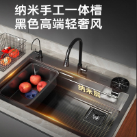 洗菜盆厨房黑纳米网红水槽大单槽手工洗菜池加厚洗碗池