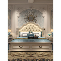 美式床双人床1.8米轻奢欧式实木床软包公主床现代简约主卧储物床