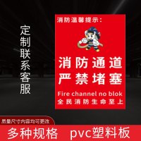 闪电客消防通道禁止停车标识牌严禁堆放占堵塞用禁止放单车严禁占用 消防通道严禁堵塞（竖版）【pvc塑料板】 30x40cm