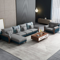 北欧布艺沙发组合小户型客厅简约现代三人位皮布沙发整装家具