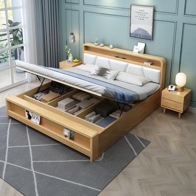 北欧床软靠床 简约卧室气压高箱储物床1.8米双人床单人1.5米