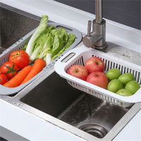 闪电客可伸缩洗菜水果篮家用厨房水槽水池搁板/置物架 沥水洗碗置物架滤水塑料收纳筐