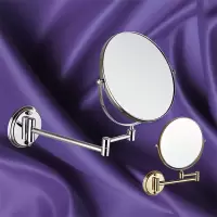 免打孔浴室全铜壁挂折叠梳妆镜免钉双面化妆镜伸缩旋转放大美容镜   