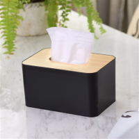 客厅卷纸筒厕纸盒便携式小巧白色可爱纸抽盒家居抽纸盒纸巾盒 中号长方形-橡胶木-格调黑   