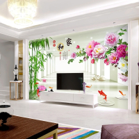 壁画电视背景墙壁纸3d简约现代5d立体客厅8d大气影视墙布装饰竹子