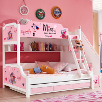 闪电客儿童高低床双层床粉红色公主床上下铺床成人多功能储物韩式母子床