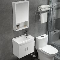 北欧白色小户型闪电客浴室柜组合洗脸盆洗漱台 50cm小尺寸卫浴柜 60*40配圆镜(白色)+龙头配件