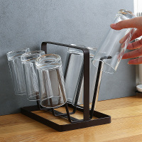 玻璃水杯挂架沥水置物架杯架水杯架闪电客 创意家用托盘收纳杯子架倒挂