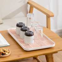 水杯托盘塑料茶盘闪电客创意沥水家用客厅北欧欧式简约杯架放杯子沥水盘 大号白色