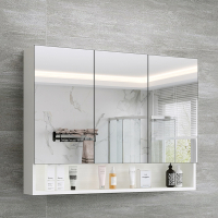 半梅北欧浴室镜柜收纳一体卫生间镜箱带灯厕所挂墙式镜子带置物架