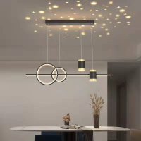 闪电客投影星空餐厅吊灯现代简约北欧吧台饭厅长条造型LED个性创意灯具