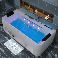 亚克力浴缸半梅家用卫生间大瀑布按摩浴盆小户型智能恒温独立式洗澡盆