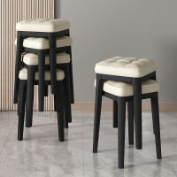 家用餐椅闪电客北欧简约现代可叠放轻奢软包凳子餐桌椅子客厅塑料高板凳