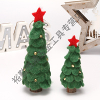 圣诞节创意木质装饰品毛毡玩具铃铛圣诞树家居工艺品礼品桌面摆件 YM-46羊毛毡树小号-绿色一颗