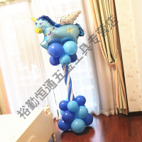 卡通气球立柱路引儿童生日周岁百对酒店舞台装饰客厅布置 蓝立柱(蓝色系)长条款